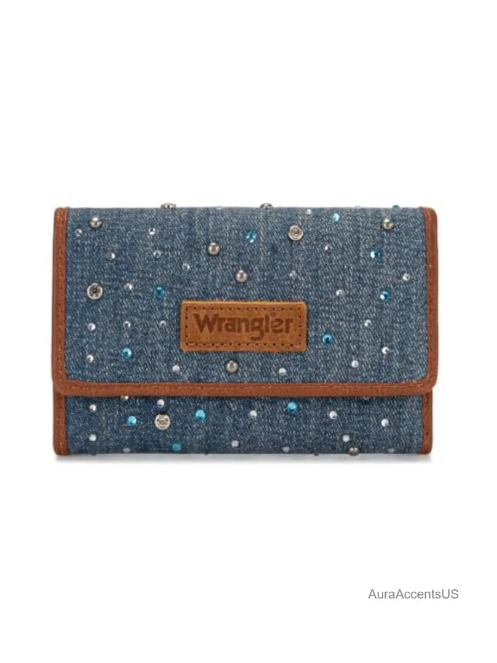 RFID Blocking Tri-fold Wallet - Compact Denim Wallet with Coin Pocket